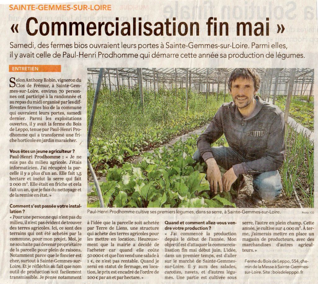 Fermes Bio - Commercialisation fin mai